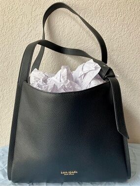 Kate Spade Knott Pebbled Leather Large Shoulder Bag - Black